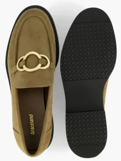 Khaki Loafer with Metallic Detail