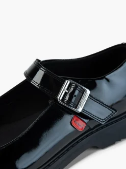 Kickers Teen Girl Black Patent Leather School Shoes