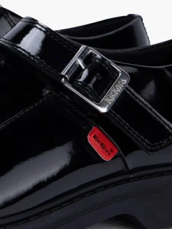 Kickers Teen Girl Black Patent Leather School Shoes