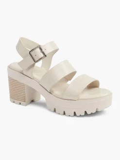 Ladies Beige Chunky Gladiator Heeled Sandal