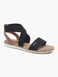 Ladies Bench Black and Tan Elasticated Sandals