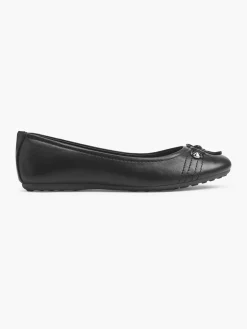 Ladies Black Ballerina Shoe with Bow Detail