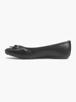 Ladies Black Ballerina Shoe with Bow Detail