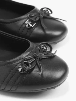 Ladies Black Ballerina Shoe with Bow Detail