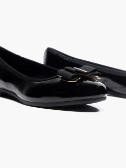 Ladies Black Bow Detail Ballerinas