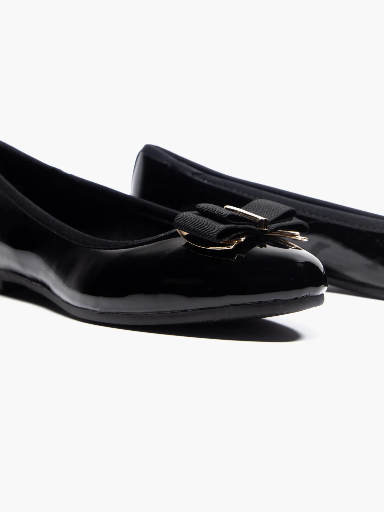 Ladies Black Bow Detail Ballerinas