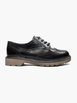 Ladies Black Chunky Lace Up Brogues