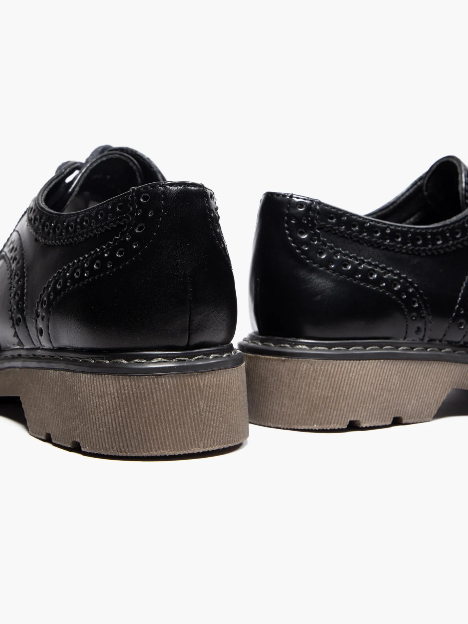 Ladies Black Chunky Lace Up Brogues