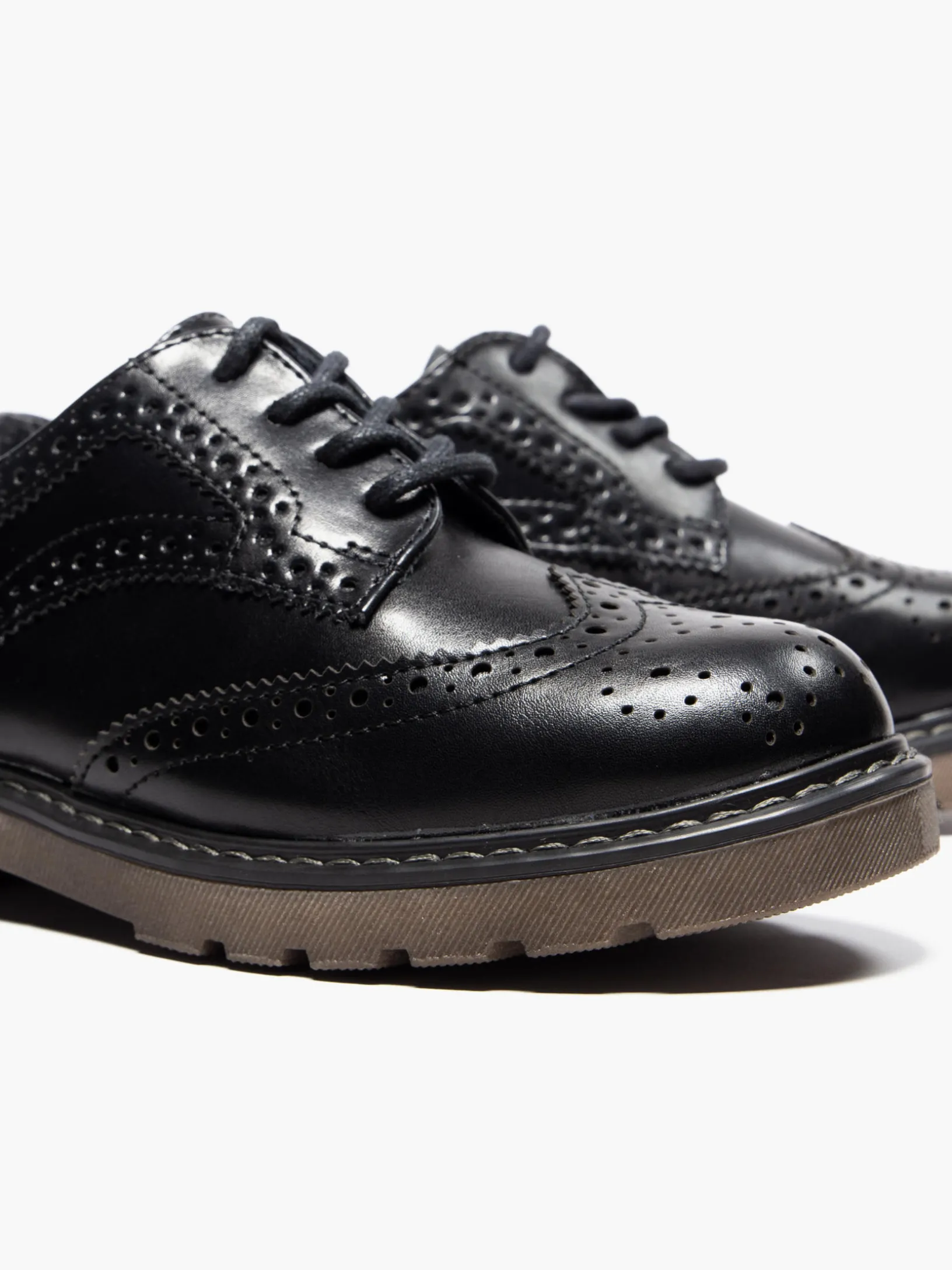 Ladies Black Chunky Lace Up Brogues