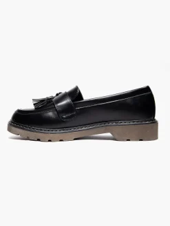 Ladies Black Chunky Tassel Loafers