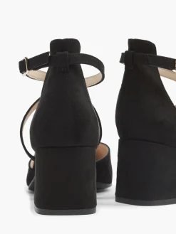 Ladies Black Cross Over Block Heel