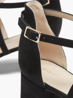 Ladies Black Cross Over Block Heel