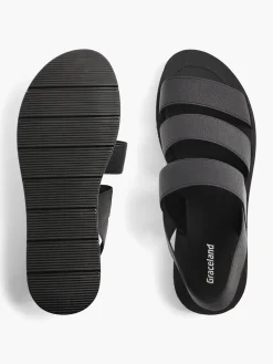 Ladies Black Elasticated Sandals