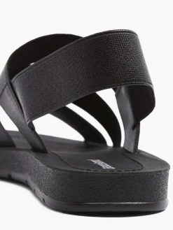 Ladies Black Elasticated Sandals