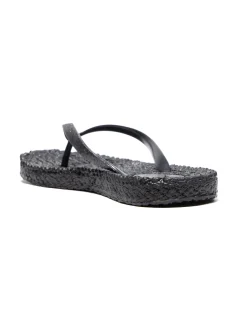 Ladies Black Glitter Flip Flops