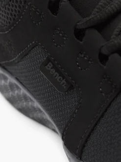 Ladies Black Lace Up Bench Casual Trainers