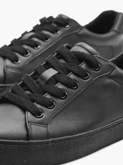 Ladies Black Lace Up Trainers