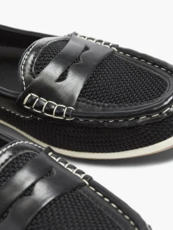 Ladies Black Slip-on Boat Shoes