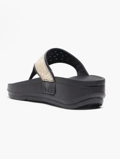 Ladies Black Wedge Flip Flops