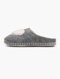 Ladies Casa Mia Grey Heart Slippers
