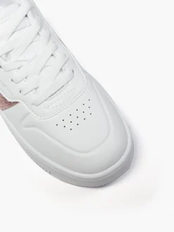 Ladies Champion White/Rose Gold Rebound Platform Sparkle Trainers