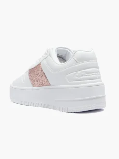 Ladies Champion White/Rose Gold Rebound Platform Sparkle Trainers