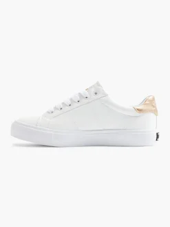 Ladies Fila White/ Gold Lace-up Trainers