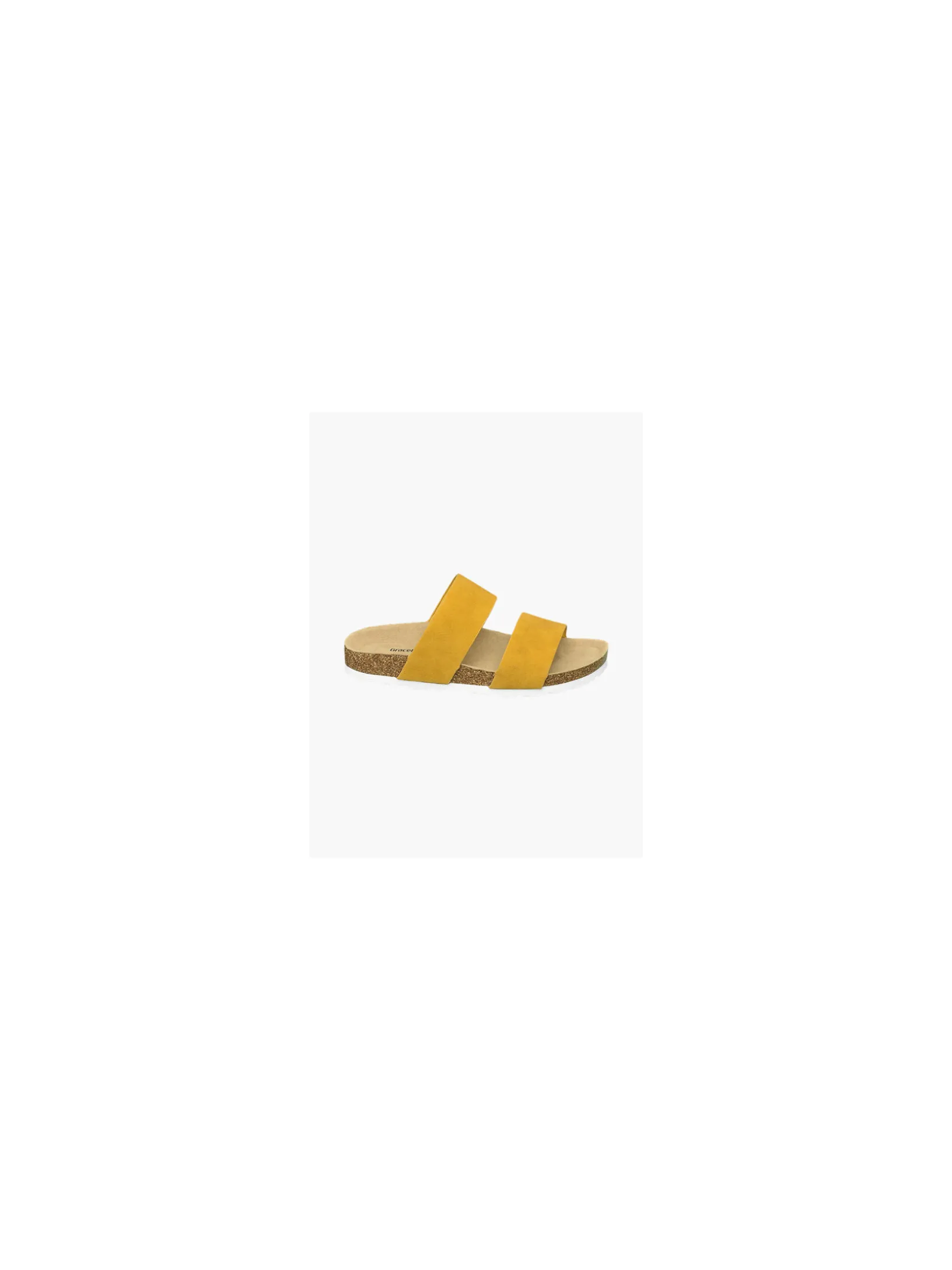 Ladies Graceland Mustard Twin Strap Footbed Sandals