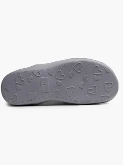 Ladies Grey Fur Collar Slippers