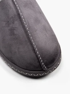 Ladies Grey Fur Trim Slippers