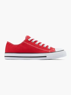 Ladies Lace Up Canvas Red