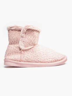 Ladies Leopard Print Slipper Boots