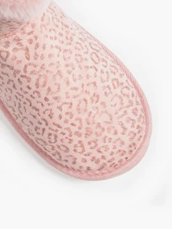 Ladies Leopard Print Slipper Boots