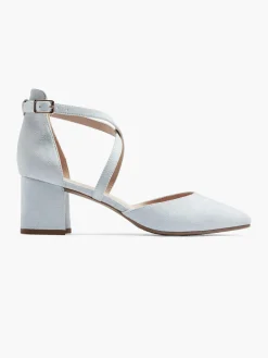 Ladies Light Blue Cross Over Heeled Sandal