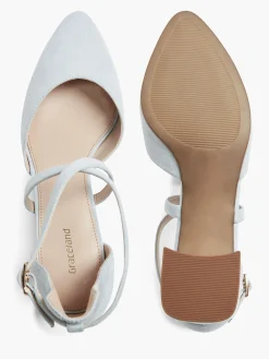 Ladies Light Blue Cross Over Heeled Sandal