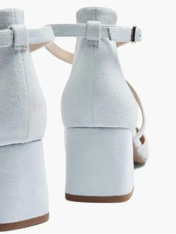 Ladies Light Blue Cross Over Heeled Sandal