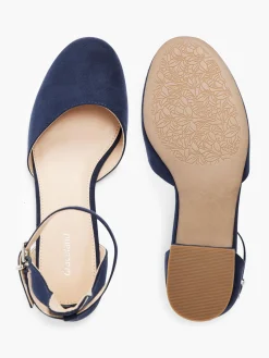 Ladies Navy Ankle Strap Ballerina Shoe