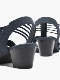 Ladies Navy Heeled Sandals