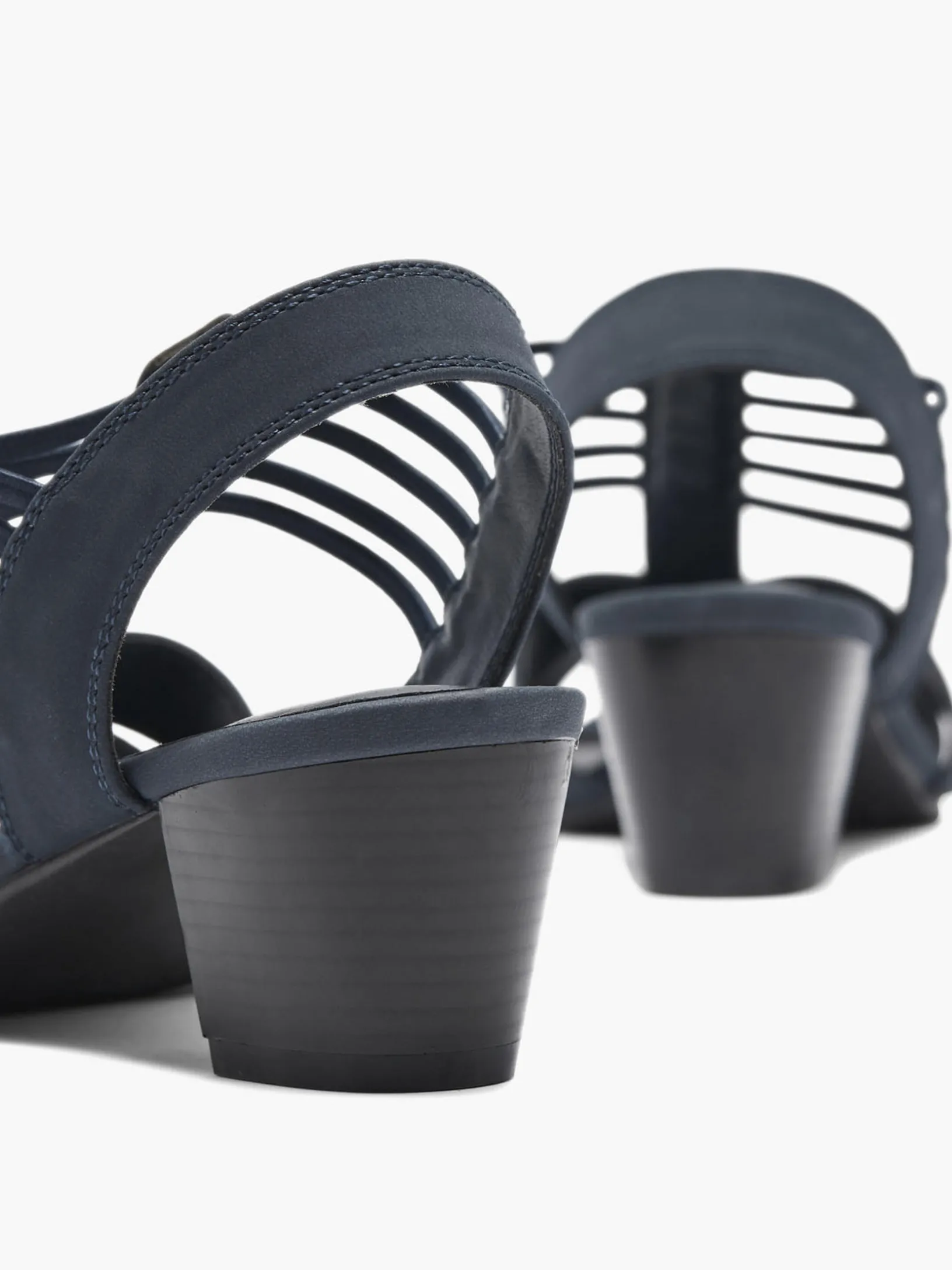Ladies Navy Heeled Sandals