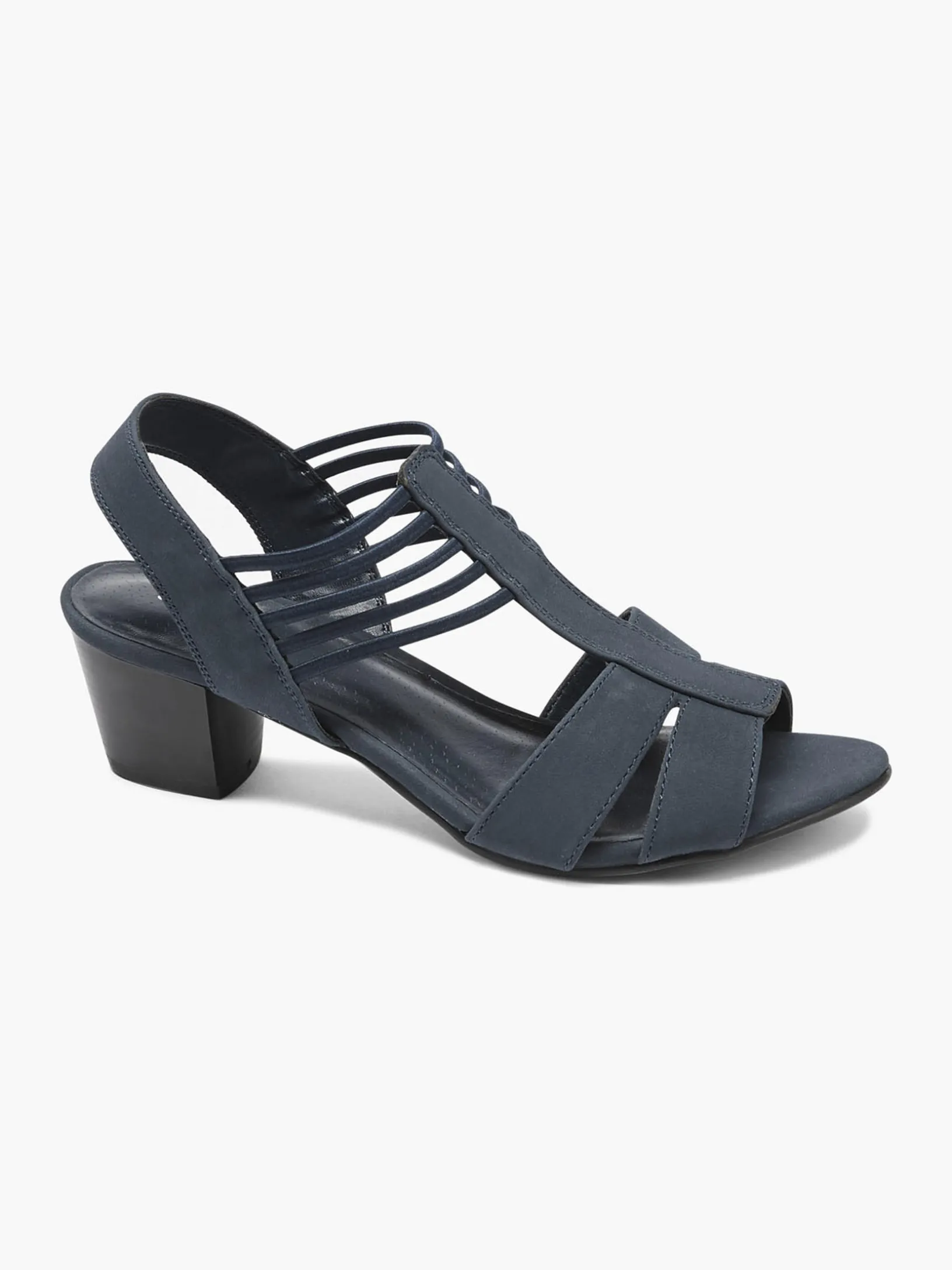 Ladies Navy Heeled Sandals