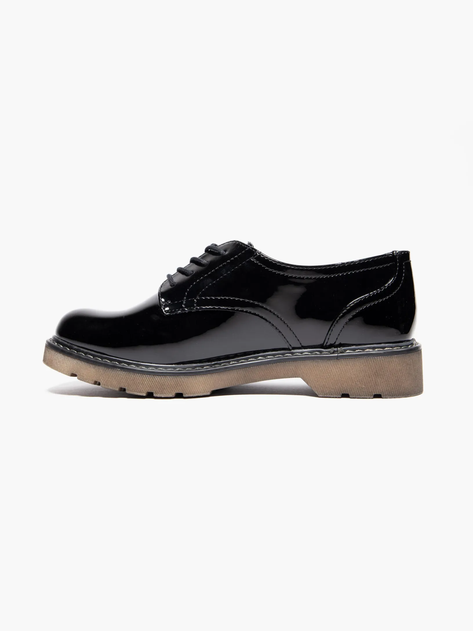 Ladies Patent Chunky Lace Up Shoes