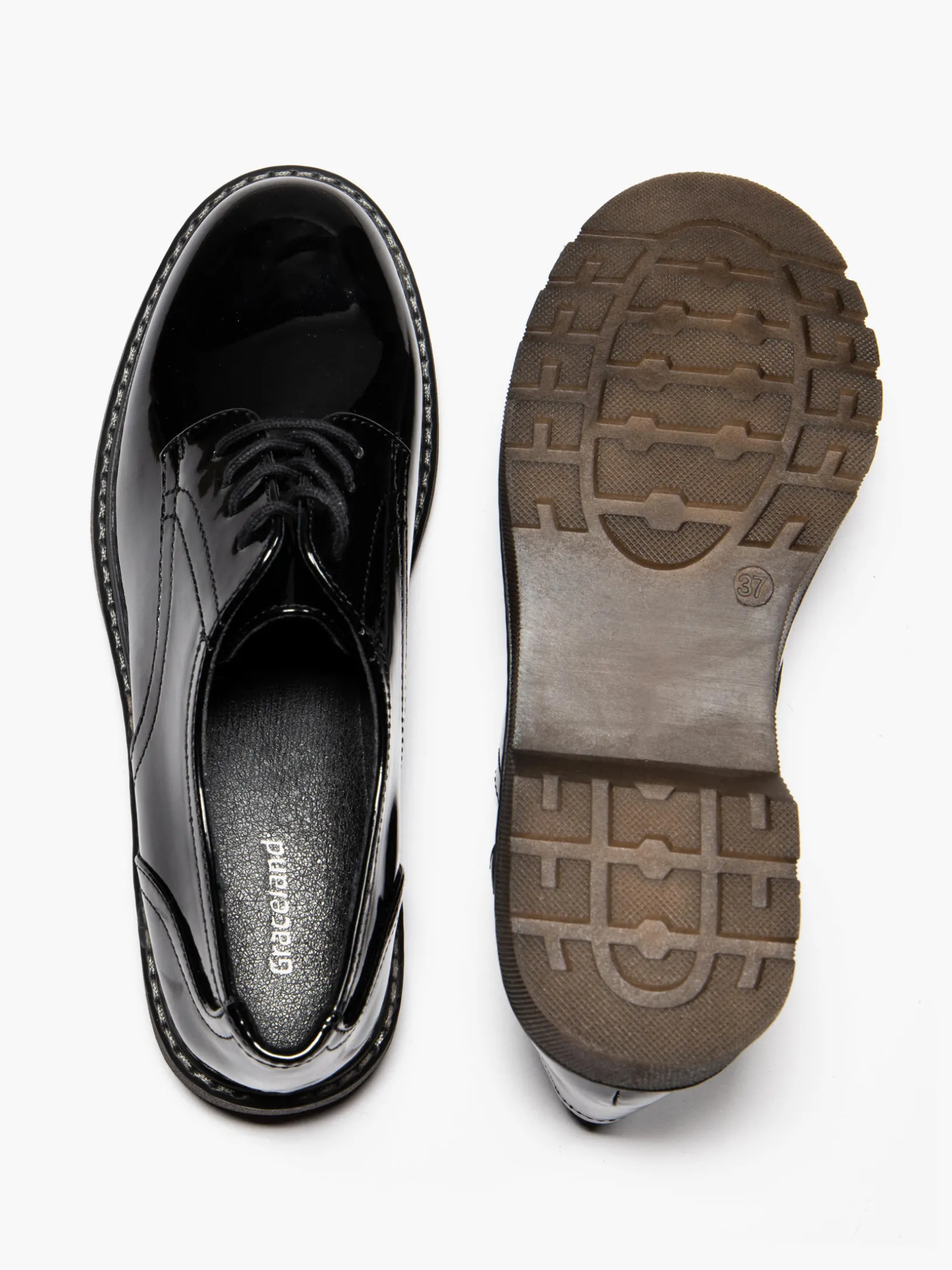 Ladies Patent Chunky Lace Up Shoes