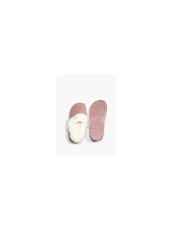 Ladies Pink Fur Trim Full Slippers