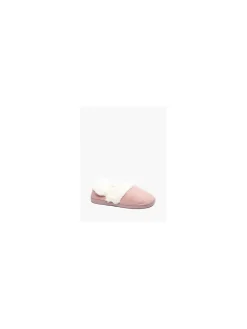 Ladies Pink Fur Trim Full Slippers