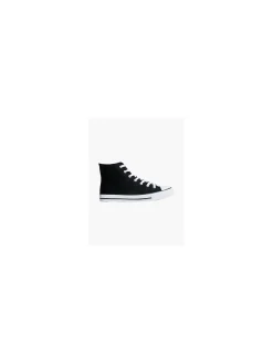 Ladies VTY Black High Top Lace-up Canvas Shoes
