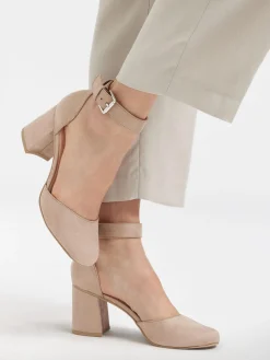 Light Pink Block Heel with Ankle Strap