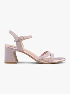 Light Pink Sparkly Block Heeled Sandals