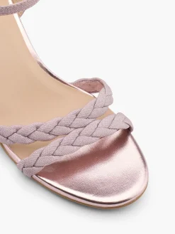 Light Pink Sparkly Block Heeled Sandals