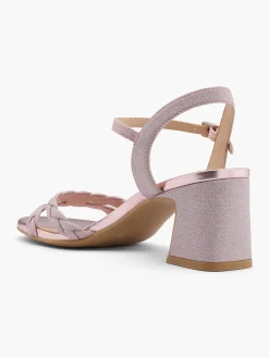 Light Pink Sparkly Block Heeled Sandals