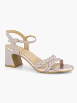 Light Pink Sparkly Block Heeled Sandals